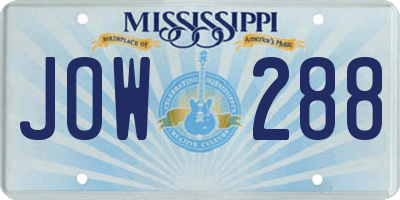 MS license plate JOW288