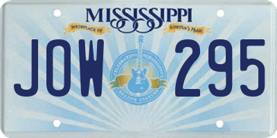 MS license plate JOW295