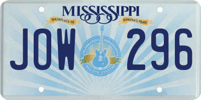 MS license plate JOW296