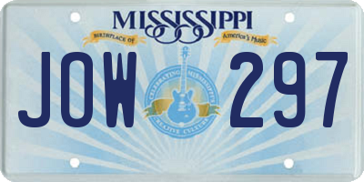 MS license plate JOW297