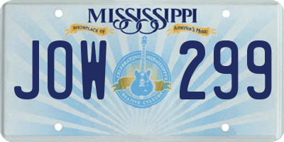 MS license plate JOW299