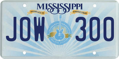 MS license plate JOW300