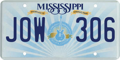 MS license plate JOW306
