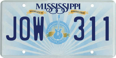 MS license plate JOW311