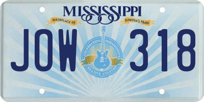 MS license plate JOW318