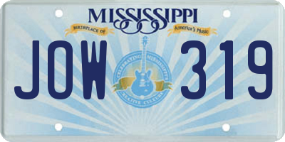 MS license plate JOW319