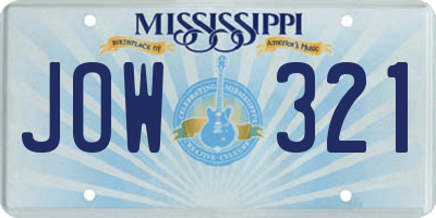 MS license plate JOW321
