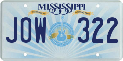 MS license plate JOW322