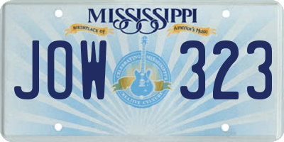 MS license plate JOW323