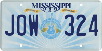 MS license plate JOW324