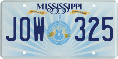 MS license plate JOW325