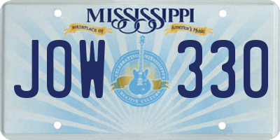 MS license plate JOW330