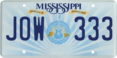MS license plate JOW333