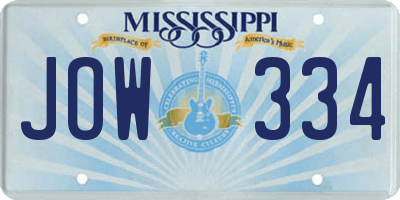 MS license plate JOW334