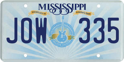 MS license plate JOW335