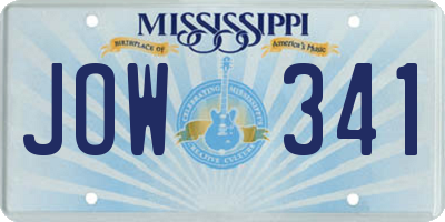 MS license plate JOW341