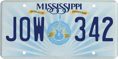 MS license plate JOW342