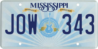 MS license plate JOW343