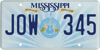MS license plate JOW345