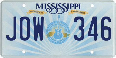 MS license plate JOW346
