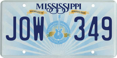 MS license plate JOW349
