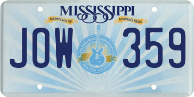 MS license plate JOW359