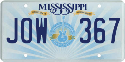 MS license plate JOW367
