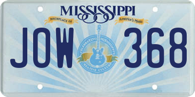 MS license plate JOW368
