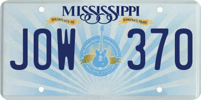 MS license plate JOW370