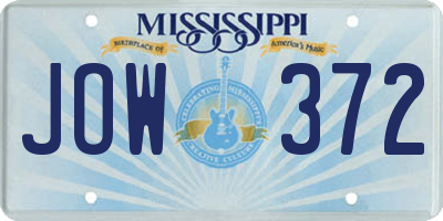 MS license plate JOW372