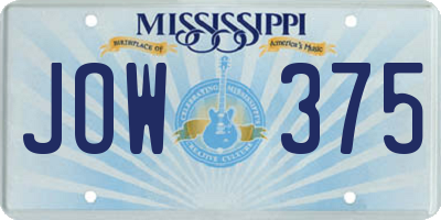 MS license plate JOW375