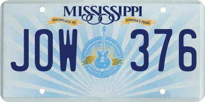 MS license plate JOW376