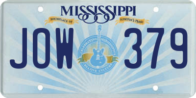 MS license plate JOW379