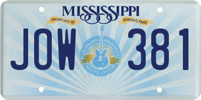 MS license plate JOW381