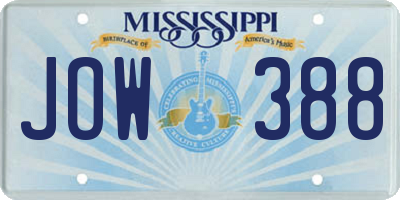 MS license plate JOW388