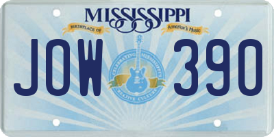 MS license plate JOW390