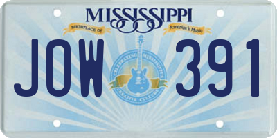 MS license plate JOW391