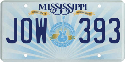MS license plate JOW393