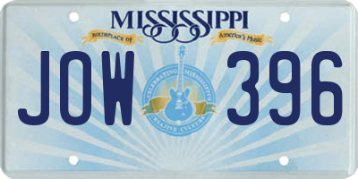 MS license plate JOW396