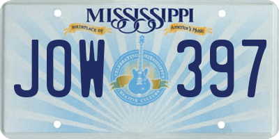 MS license plate JOW397