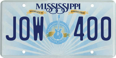 MS license plate JOW400