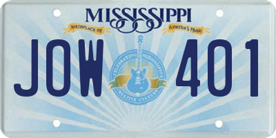 MS license plate JOW401