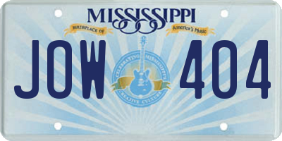 MS license plate JOW404