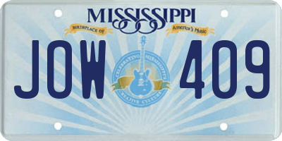 MS license plate JOW409