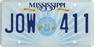 MS license plate JOW411
