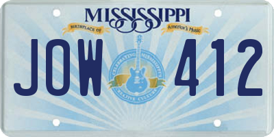 MS license plate JOW412