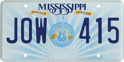 MS license plate JOW415