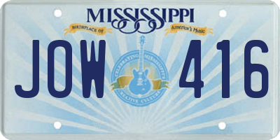 MS license plate JOW416