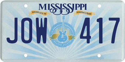 MS license plate JOW417