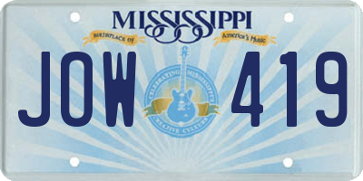 MS license plate JOW419